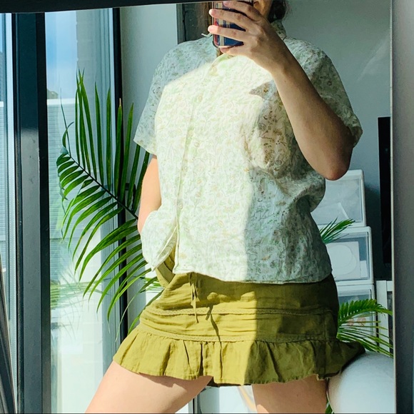 Athleta Linen Military Camo Green Ruffle Skirt - Picture 5 of 5